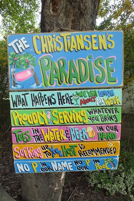 TROPICAL PERSONALIZED WELCOME Paradise Lake Pool House Patio